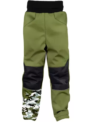 Pantaloni izolati softshell pentru copii WAMU MASKÁČ KAKI