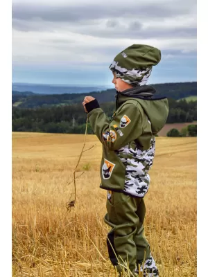 Pantaloni izolati softshell pentru copii WAMU MASKÁČ KAKI