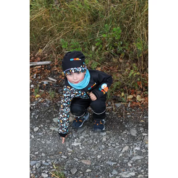  Sacou softshell pentru bebeluși izolat WAMU DINOSAUŘI NEGRU 