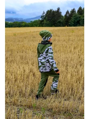 Jachetă izolată softshell pentru copii WAMU MASKÁČ KAKI