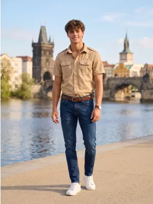 Cămaşă BRANDIT VINTAGE KRÁTKÝ RUKÁV BD4024 SANDY
