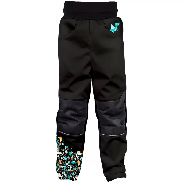  Pantaloni de softshell pentru bebeluși izolați WAMU DINOSAUŘI NEGRU 