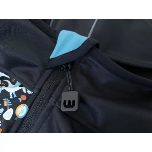  Sacou softshell pentru bebeluși izolat WAMU DINOSAUŘI NEGRU 