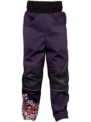 Pantaloni izolati softshell pentru copii WAMU SOVA VIOLET