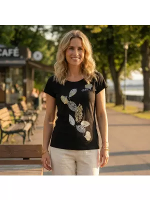 Tricou pentru femei ALTISPORT ALW171122 NEGRU SI AURIU