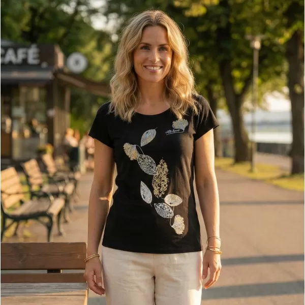  Tricou pentru femei ALTISPORT ALW171122 NEGRU SI AURIU 
