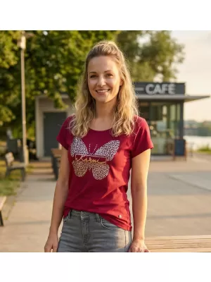 Tricou pentru femei KIXMI ROSIE BURGUNDIA