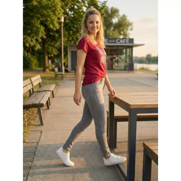  Tricou pentru femei KIXMI ROSIE BURGUNDIA 