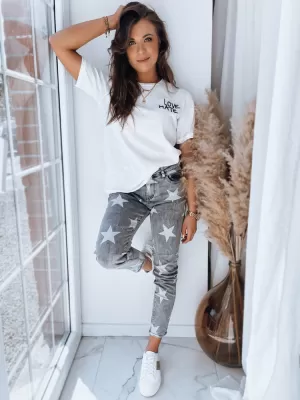 Pantalonii pentru doamne DSTREET STARS UY1486 GRI