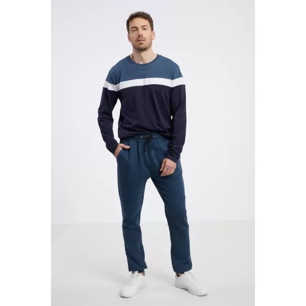  Pantaloni de trening pentru bărbați SAM 73 DOBBY MK 758 ALBASTRU OȚEL 