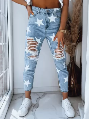 Pantalonii pentru doamne DSTREET CALI UY1487 ALBASTRU