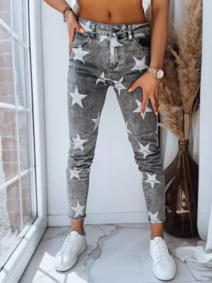 Pantalonii pentru doamne DSTREET STARS UY1486 GRI