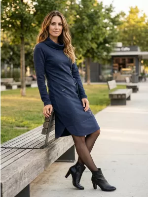 Rochie hanorac de dama KIXMI RENIE ALBASTRU INCHIS