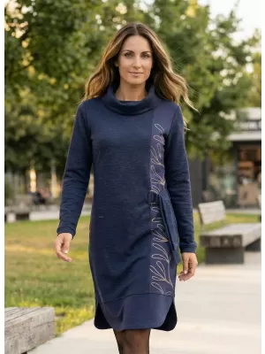 Rochie hanorac de dama KIXMI RENIE ALBASTRU INCHIS