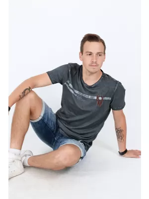 Tricou pentru bărbați KIXMI RICKY GRI INCHIS