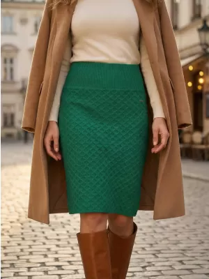 Fusta dama tricotata KIXMI ROSA VERDE