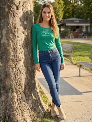 Tricou pentru femei KIXMI RACHEL VERDE INCHIS