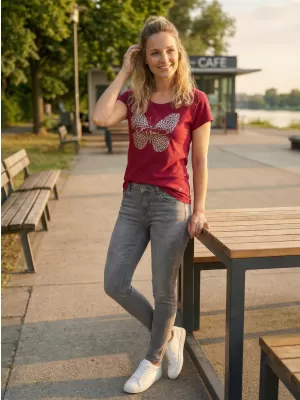 Tricou pentru femei KIXMI ROSIE BURGUNDIA
