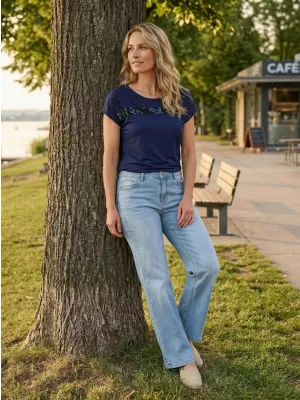 Tricou pentru femei KIXMI ROSELLA ALBASTRU INCHIS