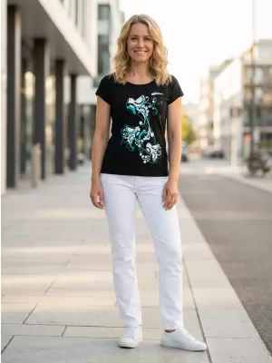 Tricou pentru femei ALTISPORT ALW179122 NEGRU ȘI ALBASTRU