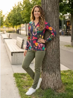 Tricou pentru femei KIXMI ROWENA ALBASTRU INCHIS