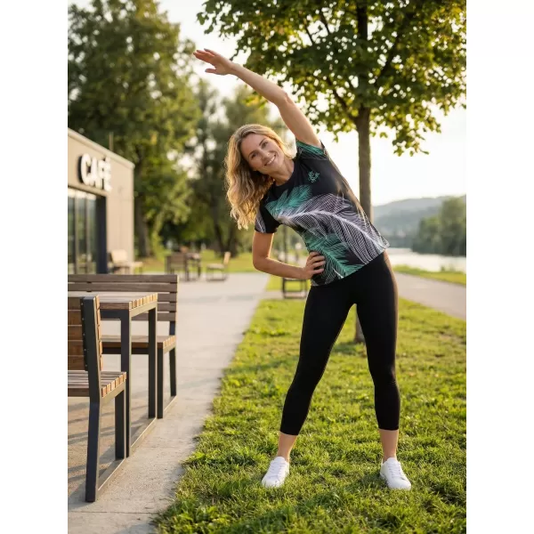  Tricou funcțional premium pentru femei ALTISPORT VOJ/ALW001TR01 NEGRU/TURCOAZ 