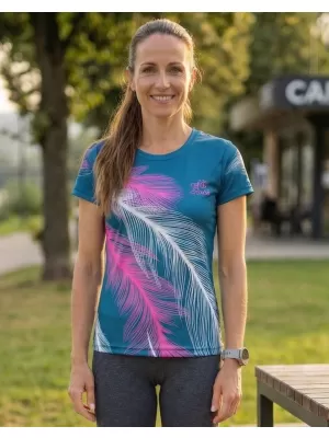 Tricou funcțional premium pentru femei ALTISPORT VOJ/ALW001TR01 BENZINĂ/ROZ