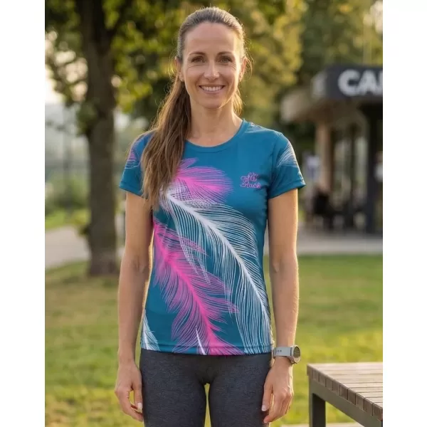  Tricou funcțional premium pentru femei ALTISPORT VOJ/ALW001TR01 BENZINĂ/ROZ 