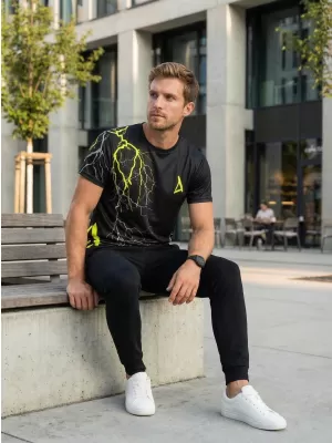 Tricou premium pentru bărbați ALTISPORT VOJ/ALM004TR01 NEGRU ȘI GALBEN