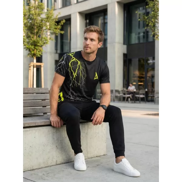  Tricou premium pentru bărbați ALTISPORT VOJ/ALM004TR01 NEGRU ȘI GALBEN 