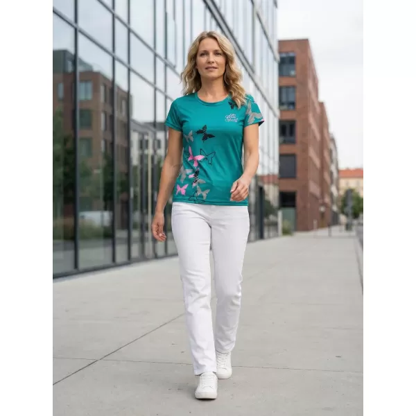  Tricou funcțional premium pentru femei ALTISPORT VOJ/ALW002TR01 SMARALD/ROZ DESCHIS 