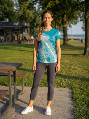 Tricou funcțional premium pentru femei ALTISPORT VOJ/ALW001TR01 SMARALD/GRI