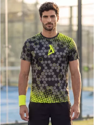 Tricou funcțional premium pentru bărbați ALTISPORT VOJ/ALM005TR01 NEGRU ȘI GALBEN