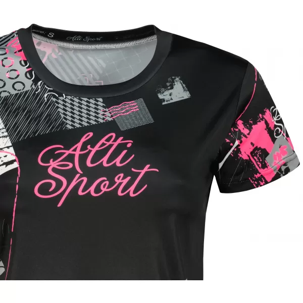  Tricou funcțional premium pentru femei ALTISPORT VOJ/ALW009TR01 NEGRU/ROZ DESCHIS 
