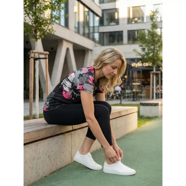  Tricou funcțional premium pentru femei ALTISPORT VOJ/ALW009TR01 NEGRU/ROZ DESCHIS 