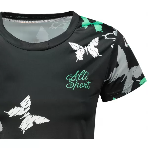  Tricou funcțional premium pentru femei ALTISPORT VOJ/ALW002TR01 NEGRU/TURCOAZ 