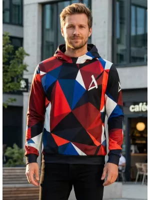 Hanorac premium pentru bărbați ALTISPORT VOJ/ALM007MI01 BLEUMARIN/ROSU