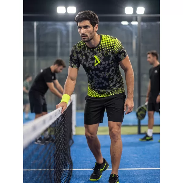  Tricou funcțional premium pentru bărbați ALTISPORT VOJ/ALM005TR01 NEGRU ȘI GALBEN 