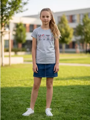 Tricou fetita SAM 73 AXILL KT 508 GRI DESCHIS
