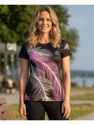 Tricou funcțional premium pentru femei ALTISPORT VOJ/ALW001TR01 NEGRU/ROZ DESCHIS