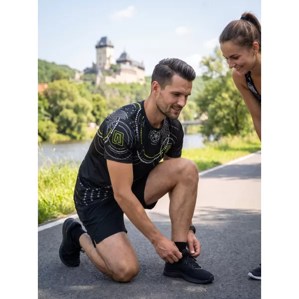  Tricou premium pentru bărbați ALTISPORT VOJ/ALM003TR01 NEGRU ȘI GALBEN 