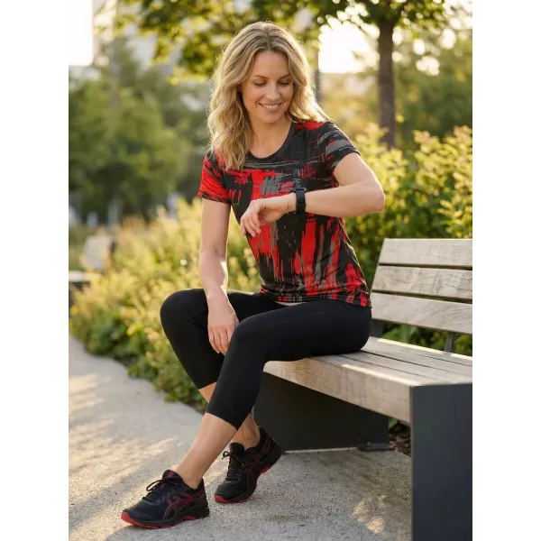  Tricou funcțional premium pentru femei ALTISPORT VOJ/ALW010TR01 NEGRU ȘI ROȘU 