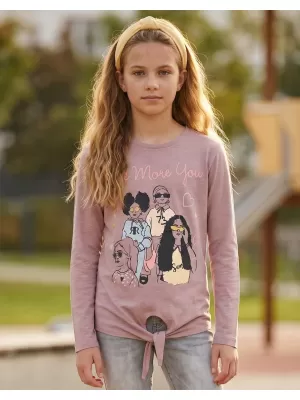 Tricou fetita cu maneca lunga SAM 73 VADANIA KT 505 TRANDAFIR BĂTRÂN