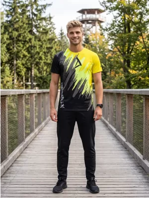 Tricou funcțional premium pentru bărbați ALTISPORT VOJ/ALM006TR01 NEGRU ȘI GALBEN