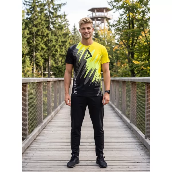  Tricou funcțional premium pentru bărbați ALTISPORT VOJ/ALM006TR01 NEGRU ȘI GALBEN 