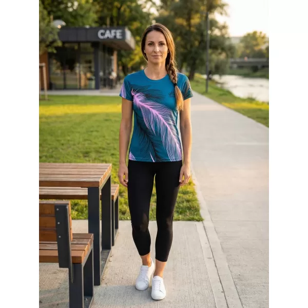  Tricou funcțional premium pentru femei ALTISPORT VOJ/ALW001TR01 BENZINĂ/ROZ DESCHIS 