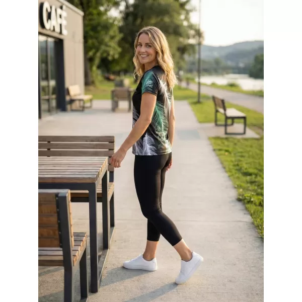  Tricou funcțional premium pentru femei ALTISPORT VOJ/ALW001TR01 NEGRU/TURCOAZ 