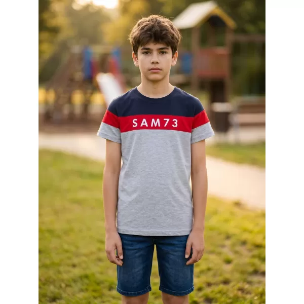  Tricou băieți SAM 73 KALLAN KT 503 GRI DESCHIS 