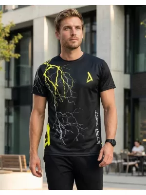 Tricou premium pentru bărbați ALTISPORT VOJ/ALM004TR01 NEGRU ȘI GALBEN