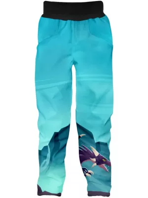 Pantaloni de softshell pentru bebeluși WAMU DRAGON FANTASY ALBASTRU